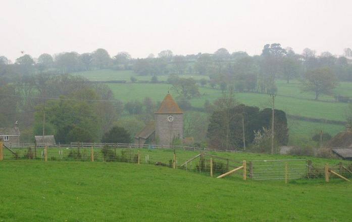Taken from about 100m away, the church, Michaelchurch Escely