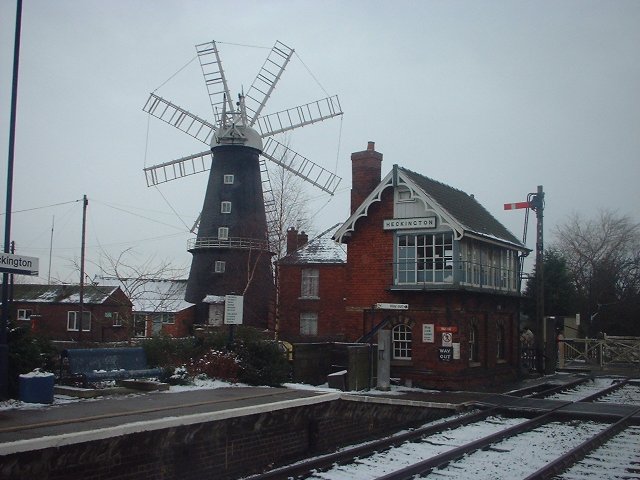 Heckington windmill and signalbox.