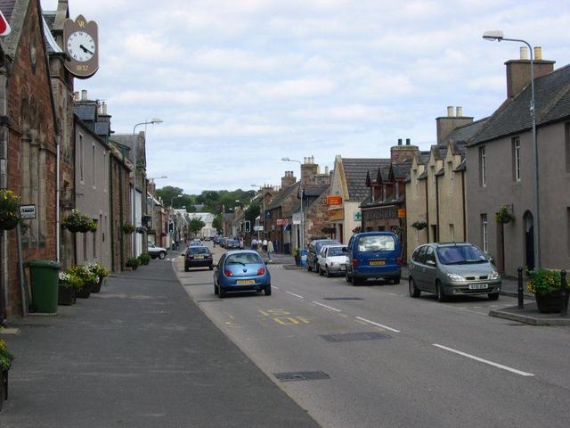 Golspie, the main street and road to the far North.