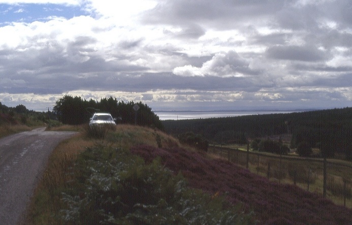 carpark and view to the Dornoch Firth