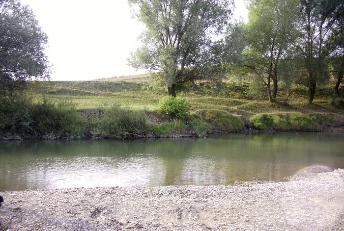 Fluss, 1,39 km vom Punkt entfernt - River 1.39 km from N48E26
