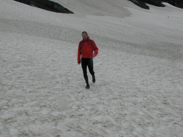Doug traversing snow field