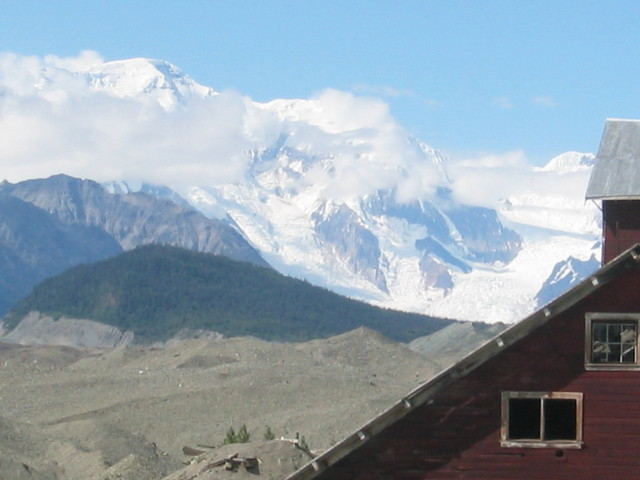 Mine at town of Kennicott, with Wrangell/St. Elias peaks in background.
