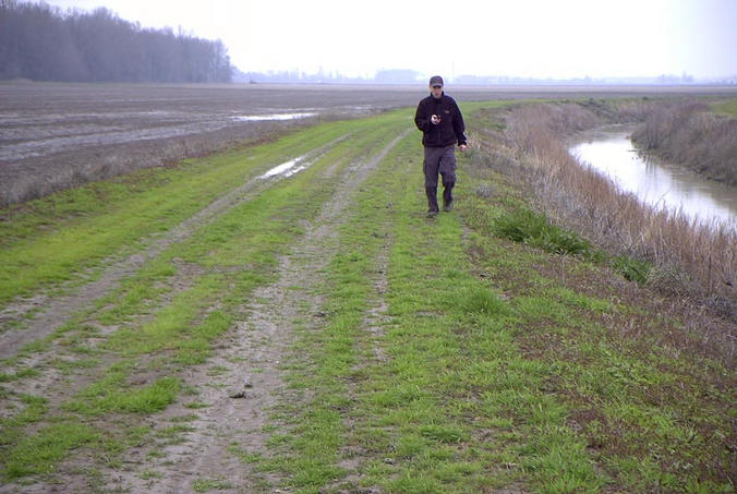Jon on the irrigation ditch path leading to the confluence