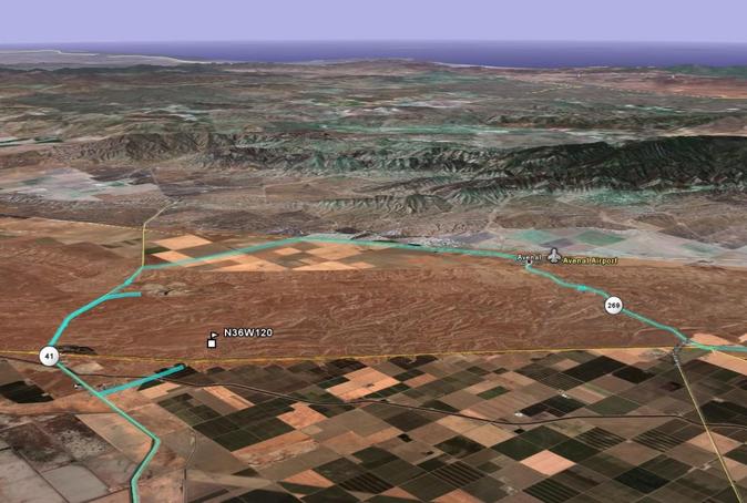 GoogleEarth perspective view with track log