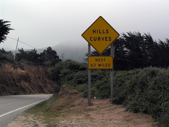 Highway 1 has lots of hills and curves!