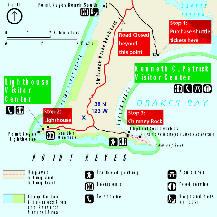 Park map showing winter road closures.