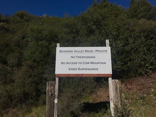 #1: The “No Trespassing” sign at the locked gate off Highway 175, 1.14 miles from the point
