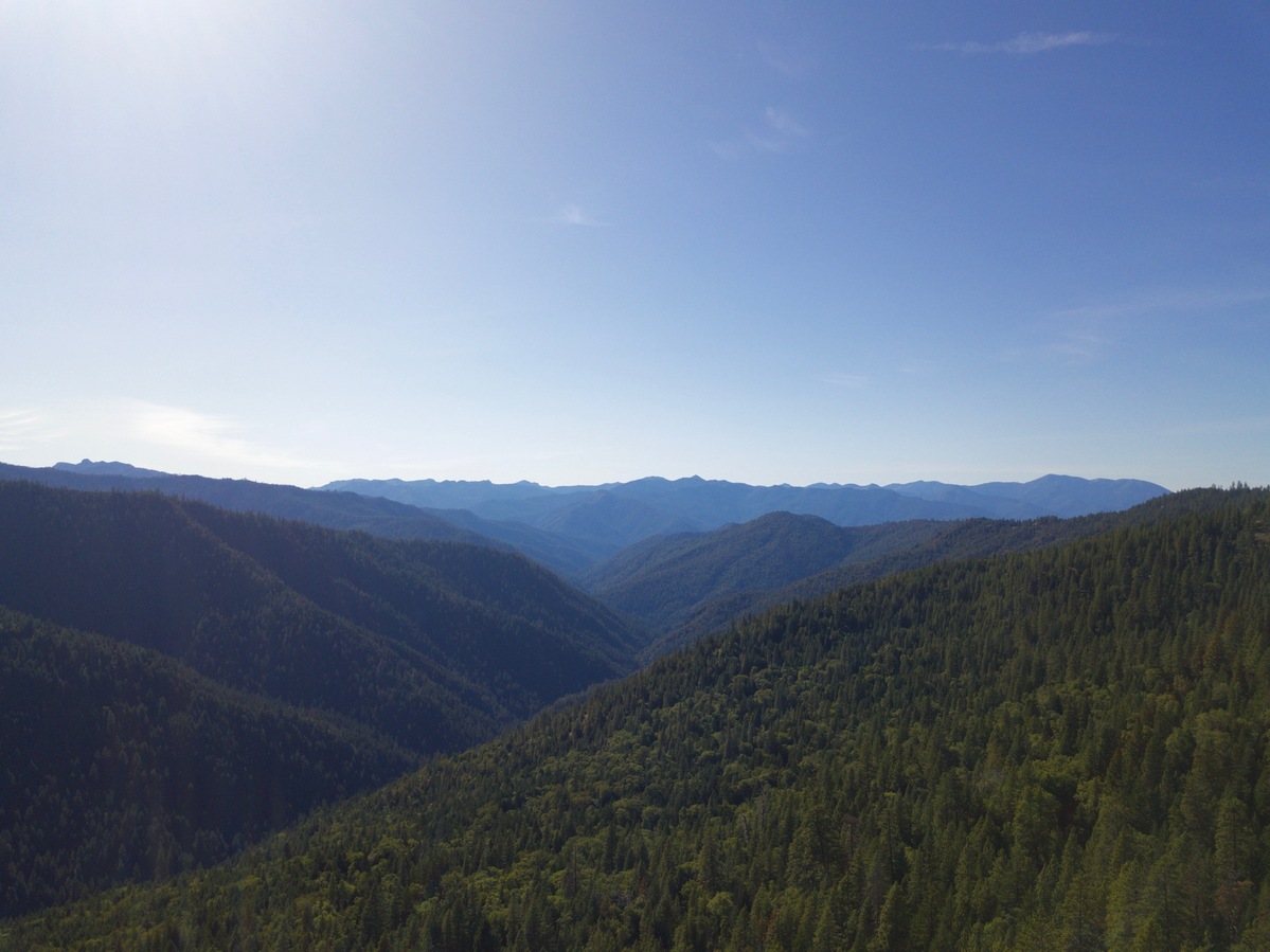 View Southwest (down the Eliott Creek drainage) from 120m above the point
