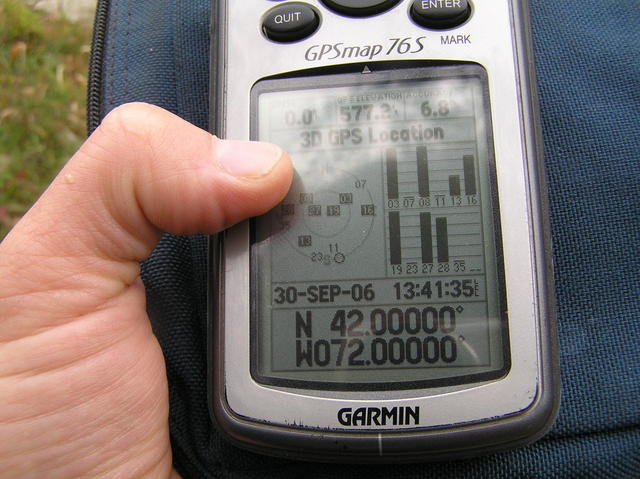GPS reading at the confluence:  All zeroes.