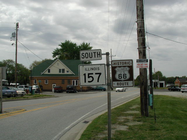 Route 66 marker in Hamel, Illinois