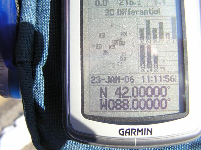 GPS reading at confluence site.