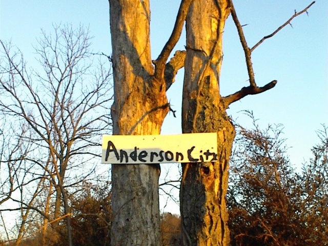 The official "Welcome to Anderson City" plaque