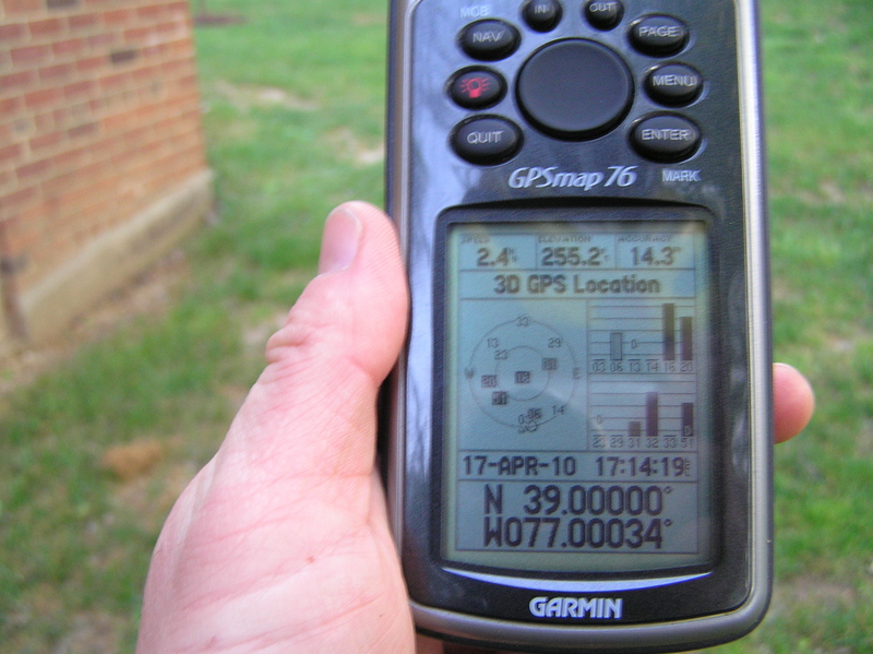 GPS reading near the closest point to the confluence.