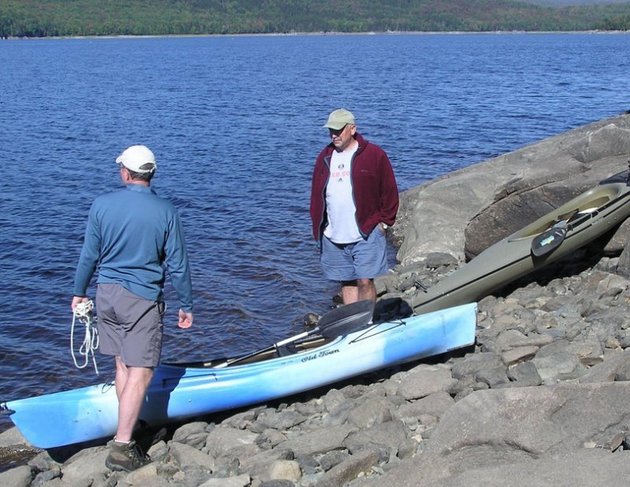 Preparing to launch the kayaks