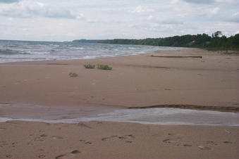 #1: View west along the shore of Lake Michigan.
