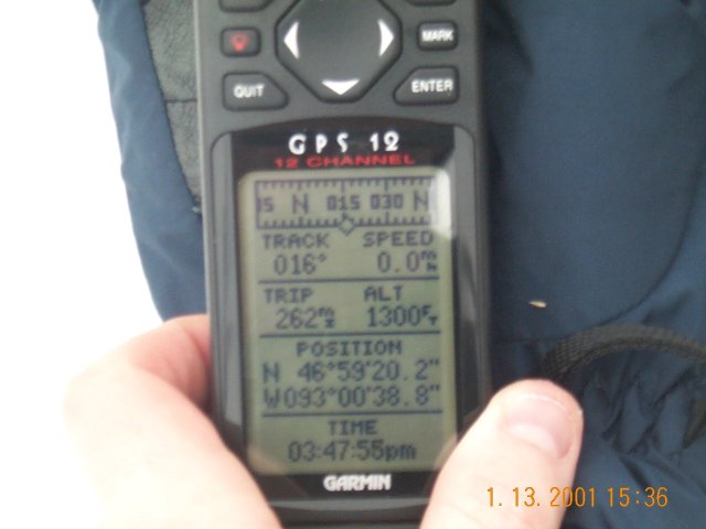 GPS shot at .92 miles from the confluence.