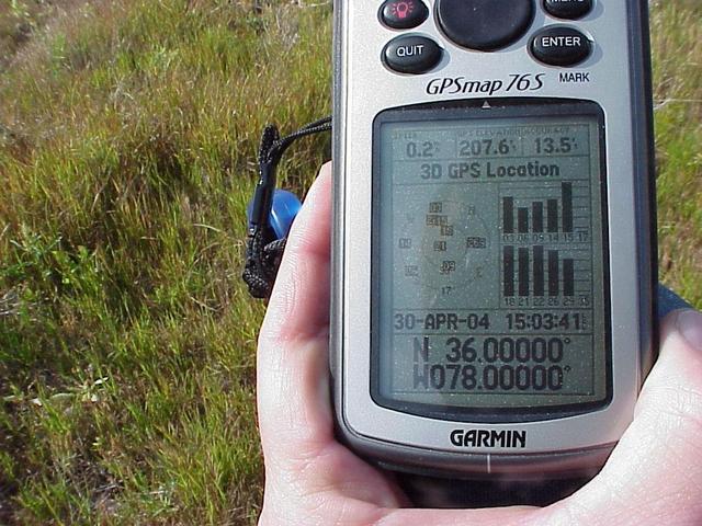 GPS receiver and field grasses at confluence.