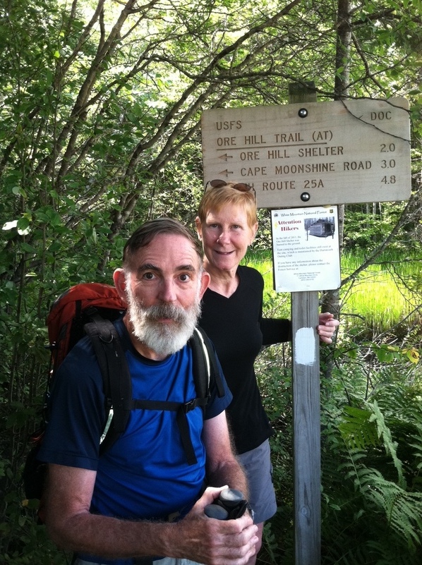 Confluence Hunters turn west onto NH 25C after 1780.9 miles on the Appalachian Trail