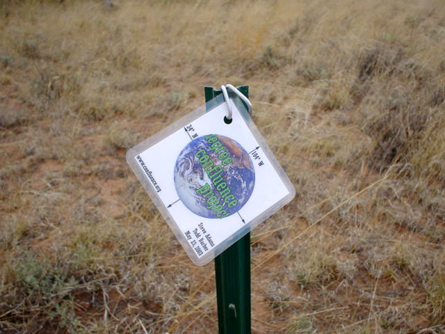 The confluence marker attached to the "lightning rod"