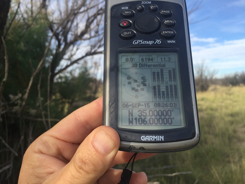 GPS receiver at confluence point of 35 North 106 West. 