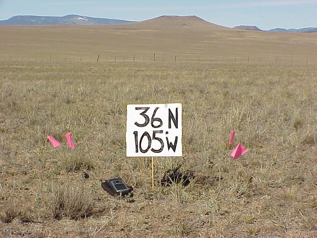 Site of 36 North, 105 West, on the Fort Union Ranch in northern New Mexico.