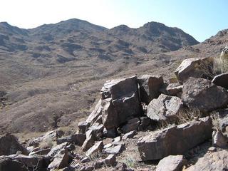 #1: West view. The rock in the foreground is the confluence, according to where I zeroed my GPS.