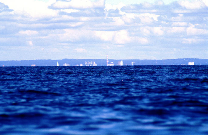 Bridgeport, Connecticut, visible to the north.