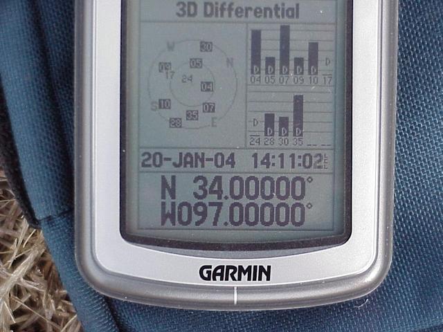 GPS receiver zeroes out at the confluence.