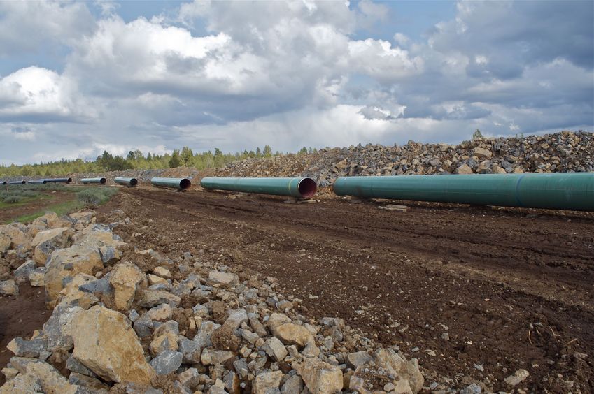 A closer look at the natural gas pipeline being installed, just south of the road