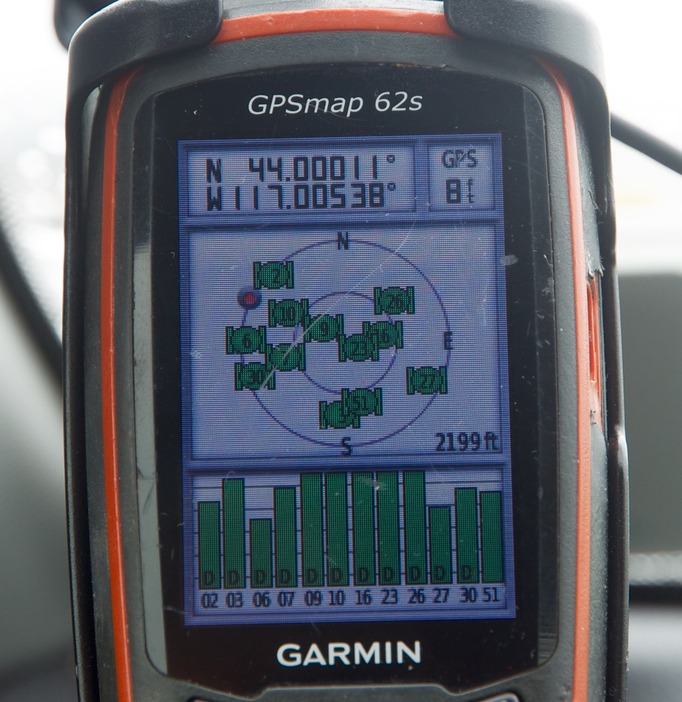 My GPS receiver, 0.25 miles from the confluence point