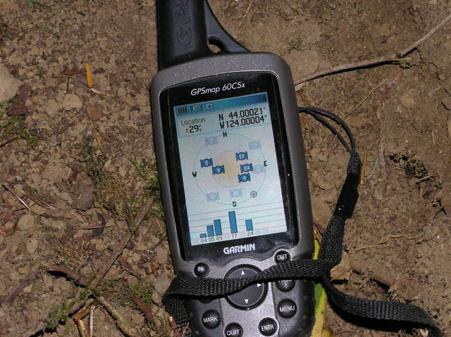 My GPS receiver, 20 feet from the confluence point