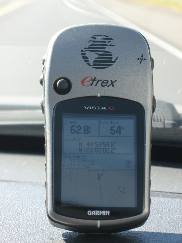 GPS, showing coordinates and speed