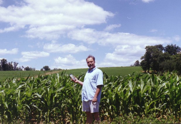 Karl, with GPS, at the side of the field