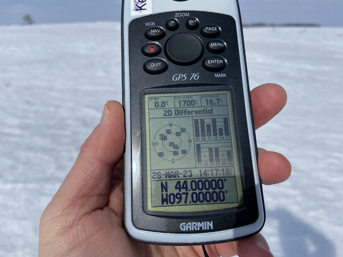 GPS Reading at the confluence point.