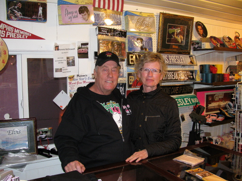 Carolyn with owner and founder of Marlowe's in his gift shop