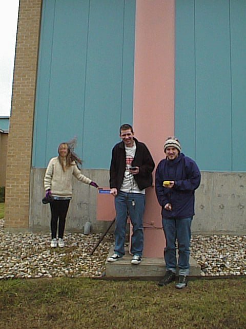 Becky, Louis and Alex pose on this very cold day