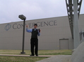 #2: Joseph Kerski feeling doubly centered at the only confluence with the giant letters spelling "Convergence."  