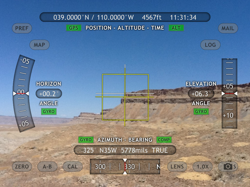 Theodolite bearing and elevation to ridge NW of confluence. 