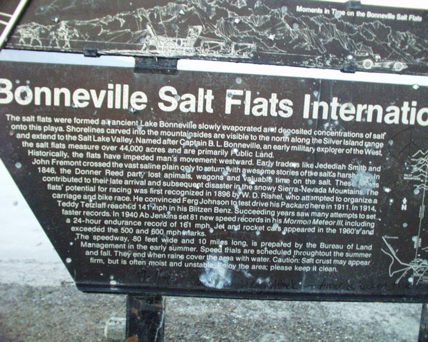 marker at the near-by Bonneville Salt Flats racing site