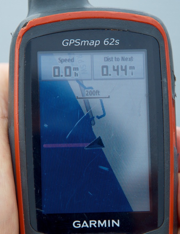 My GPS receiver, 0.44 miles from the confluence point