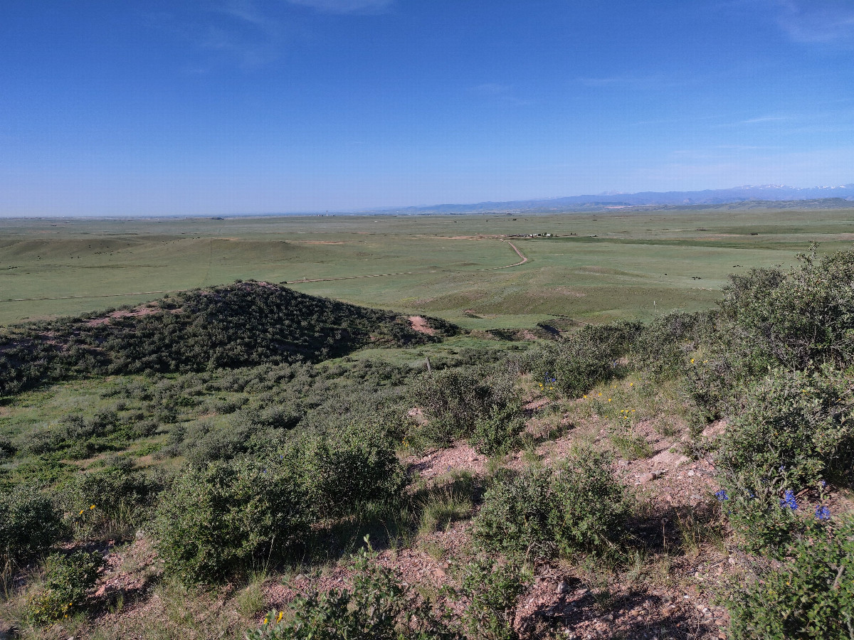After climbing to highest point, this is the view back to the South, looking toward Fort Collins, CO in the distance.