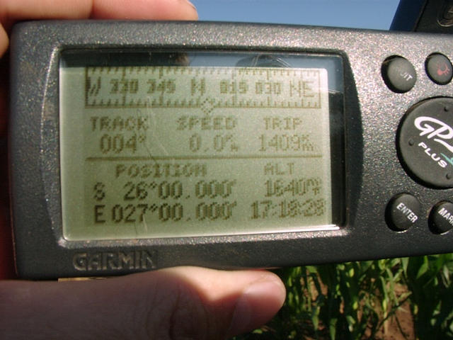 GPS screen showing coordinates