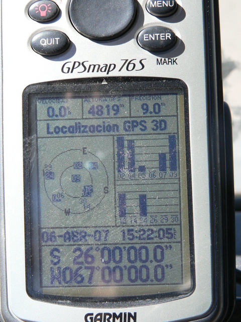 GPS marcando el lugar y fecha