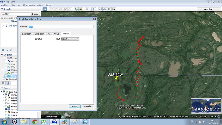 RECORRIDO REALIZADO A PIE POR EL MONTE. TRACK RECORDED TO CP