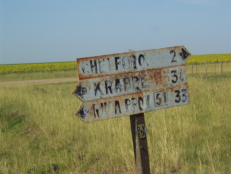 Viejo cartel vial. Old sign road