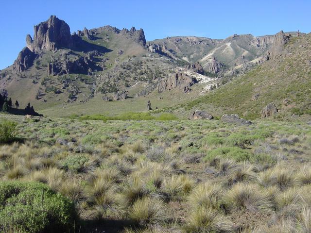 Looking north towards the confluence, seemingly behind the mountain