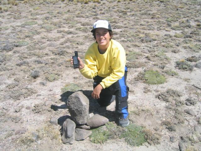 My son Alex with the rocks marking the place