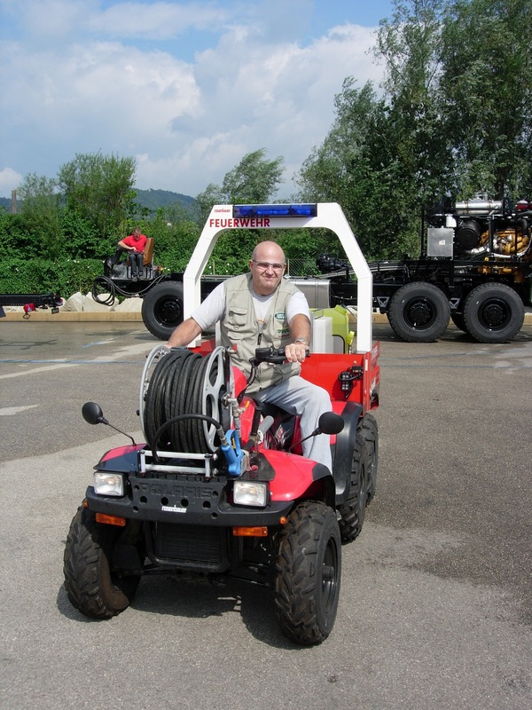 Luis at Rosenbauer's factory test driving 