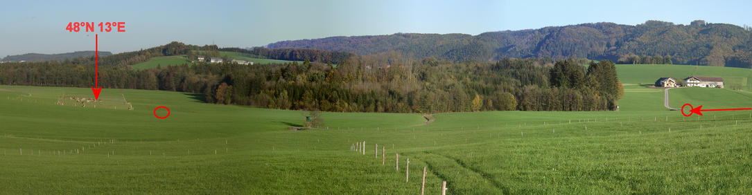 Panorama northeast to southeast indicating the parking positions
